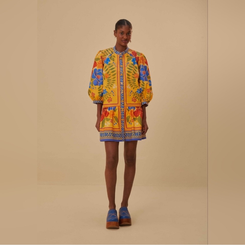 Farm Rio Yellow Floral Dress